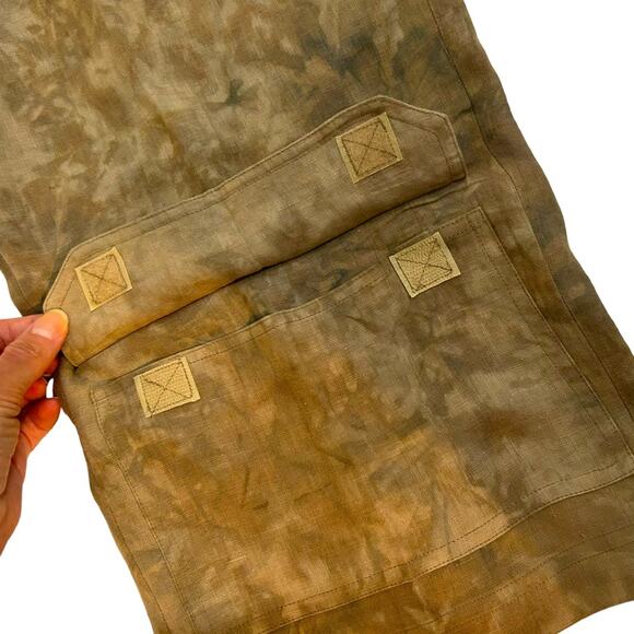 Chico’s Design Size 0 XS Brown Linen Tie Dye Print Drawstring Crop Cargo Pants - Picture 6 of 15